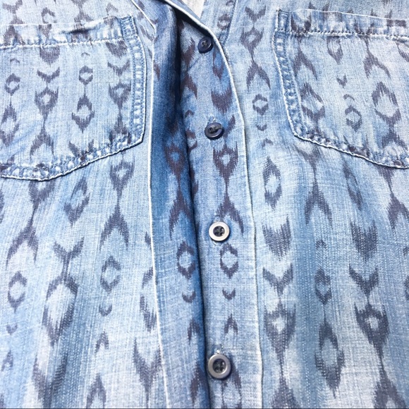 Anthro Cloth & Stone Chambray Ikat Print Shirt - Picture 4 of 6